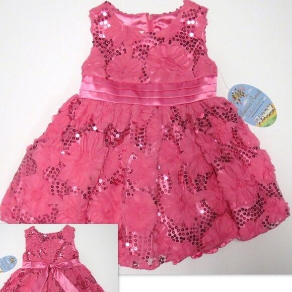 American Princess Baby Girl Special Occasion Formal Dress Size 18 Mo Pink Sequin - Picture 1 of 5
